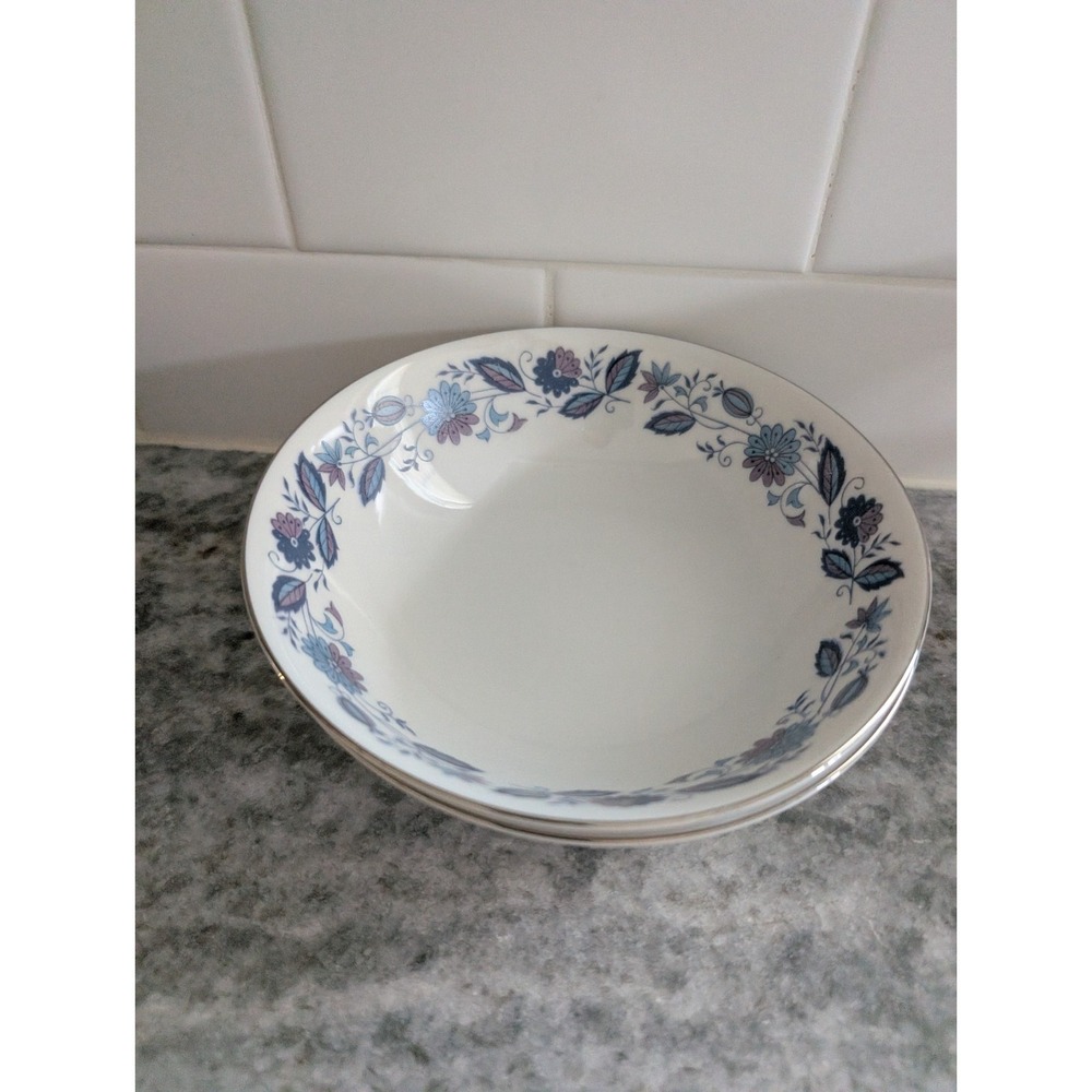 Vintage Blue & Purple Floral Tea‎ Bowls, Lot Of 2